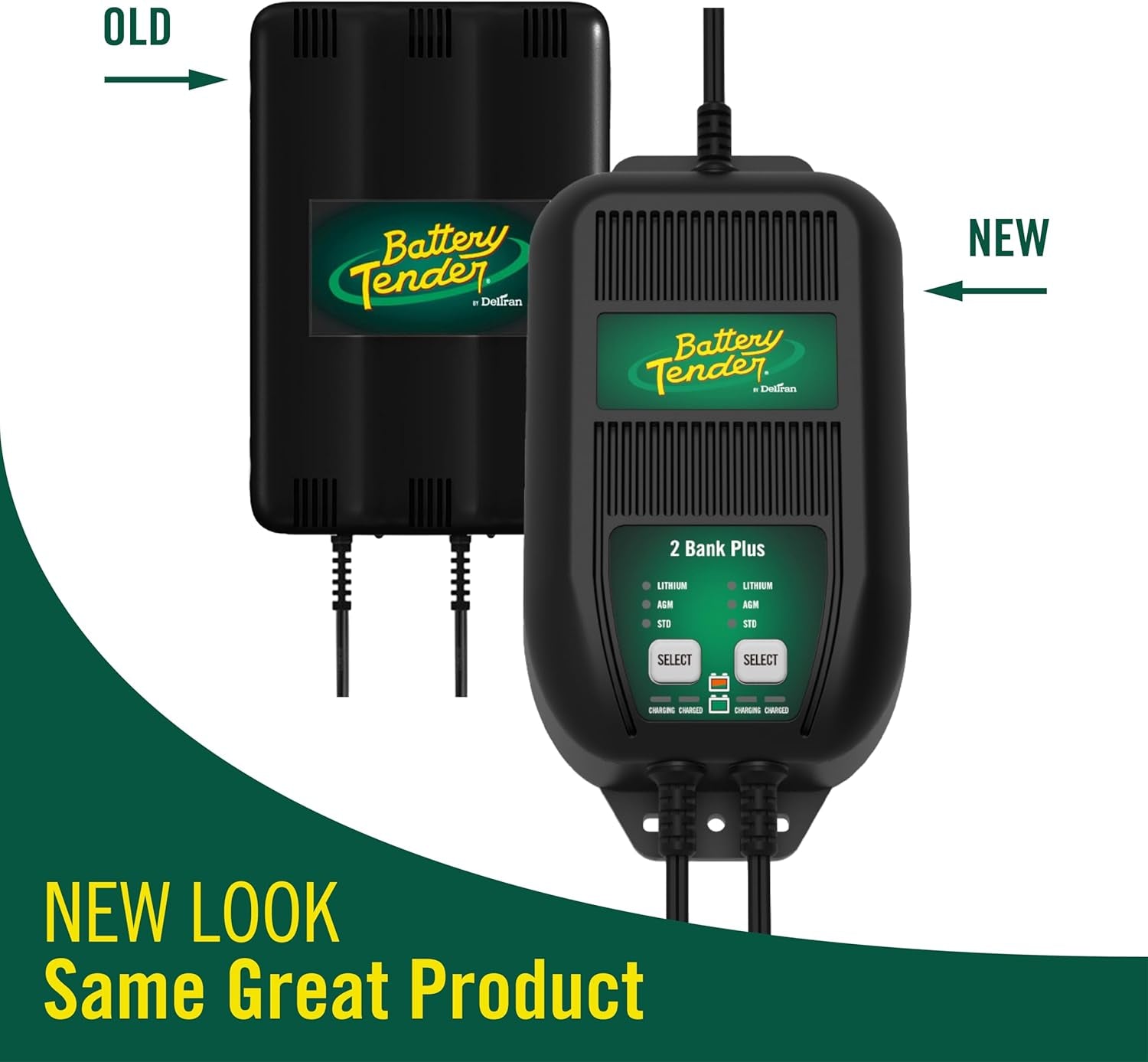 2 Bank Battery Charger and Maintainer, 12 Volt 1.25 AMP for Motorcycles, Atvs, Lawn Mowers